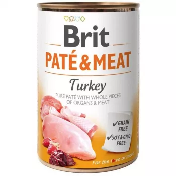 BRIT Paté & Fleisch mit Truthahn - Nassfutter für Hunde - 400g