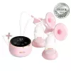 Elektrische Milchpumpe neno Bella Twin – elektronisch, 150 ml Flaschen, 6 Stimulations- / 9 Saugstufen, USB Li‑Ionen‑Akku, rosa/transparent