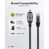 Ethernet-Kabel USB-C 3.2 Gen2 Stecker > RJ-45 Stecker (schwarz/Silber, 5 Meter, geflochtenes Textilmantel)