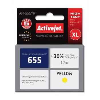 Activejet AH-655YR Tinte (Ersatz für HP 655 CZ112AE; Premium; 12 ml; Gelb)