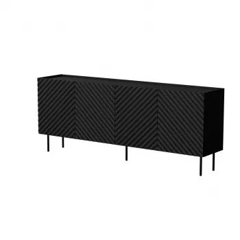 Kommode cama meble LUCCA 4D, 200×40×80 cm, schwarz, Korpus aus Spanplatte