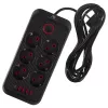 Steckdosenleiste MACLEAN MCE391 B – 6 Steckdosen, 4×USB-A + 1×USB-C, 110–240V, 2500W, 3 m Kabel, schwarz
