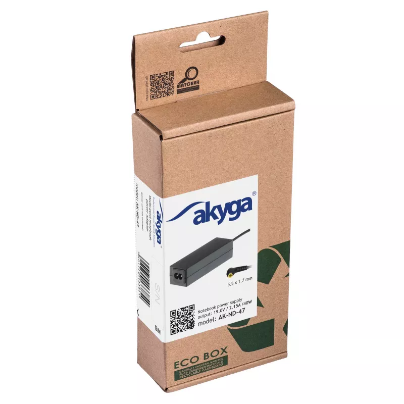 Akyga AK-ND-47 Notebook-Netzteil für Acer, 40 W, 19 V / 2,15 A, 5,5 x 1,7 mm