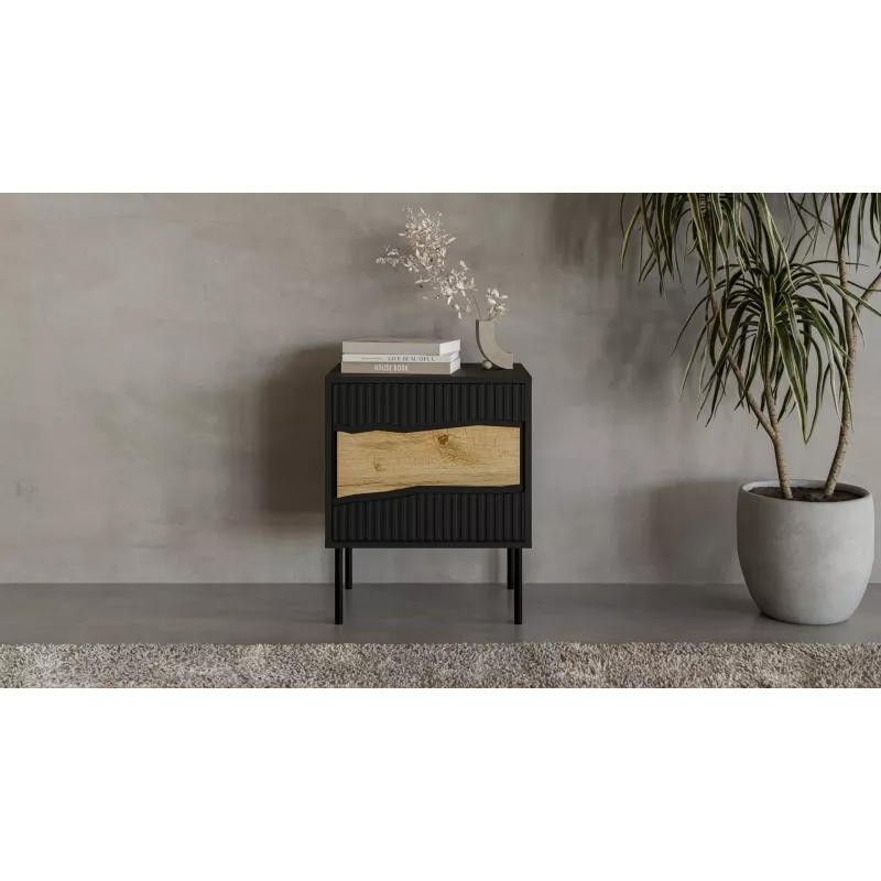 Cama INSERTO Nachtschrank, 2 Stk., 50x40x61.5 cm, schwarz + LED