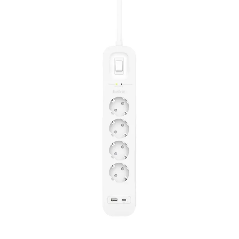 Überspannungsschutz Belkin SRB001VF2M-V2 — 4 Steckdosen, USB-C- und USB-A-Anschlüsse, 2 m Kabel