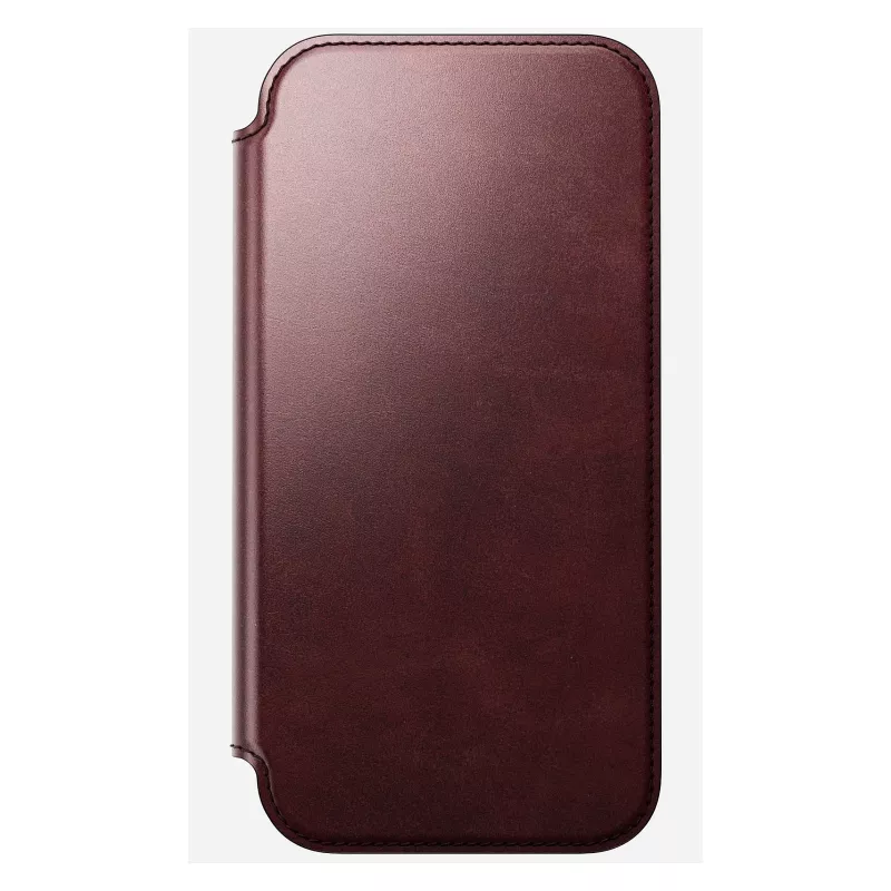 Handyhülle Nomad Modern Leather Folio für iPhone 17 Pro Max — Leder, TPU, PC, Aluminium, Burgund, 16 cm (6,3 Zoll)