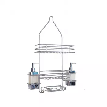 Duschablage RAYEN 2073 mit Seifenspendern – wandmontierter Duschorganizer mit Doppelspender