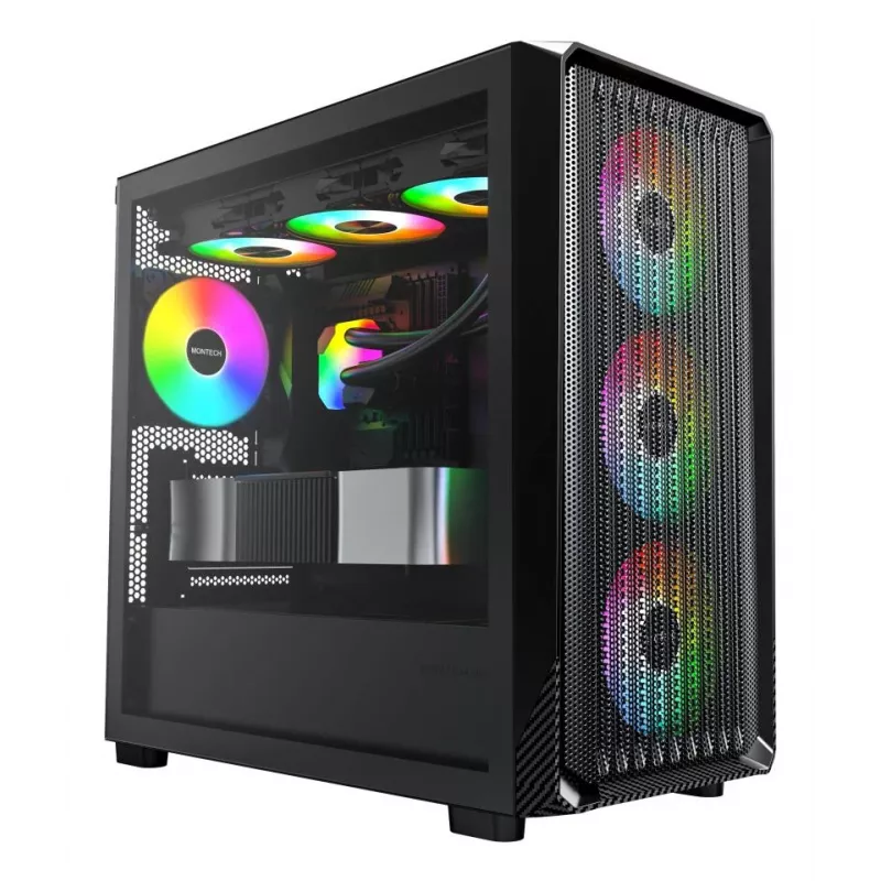 Montech X5M (B) Micro Tower PC-Gehäuse – Micro-ATX/Mini-ITX, 3x120mm vorne, 1x120mm hinten, unterstützt ATX-Netzteile, 2x3,5 Zoll + 4x2,5 Zoll, Schwarz