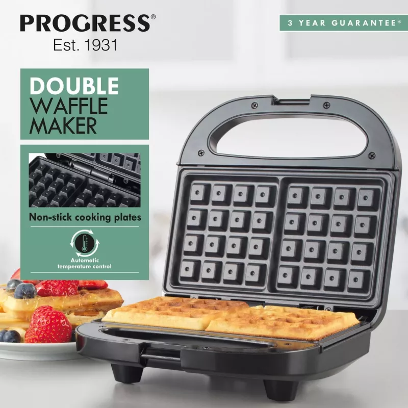 Doppel-Waffeleisen Progress EK5852PVDE – Doppelplatten, Antihaftbeschichtung, einstellbare Temperatur