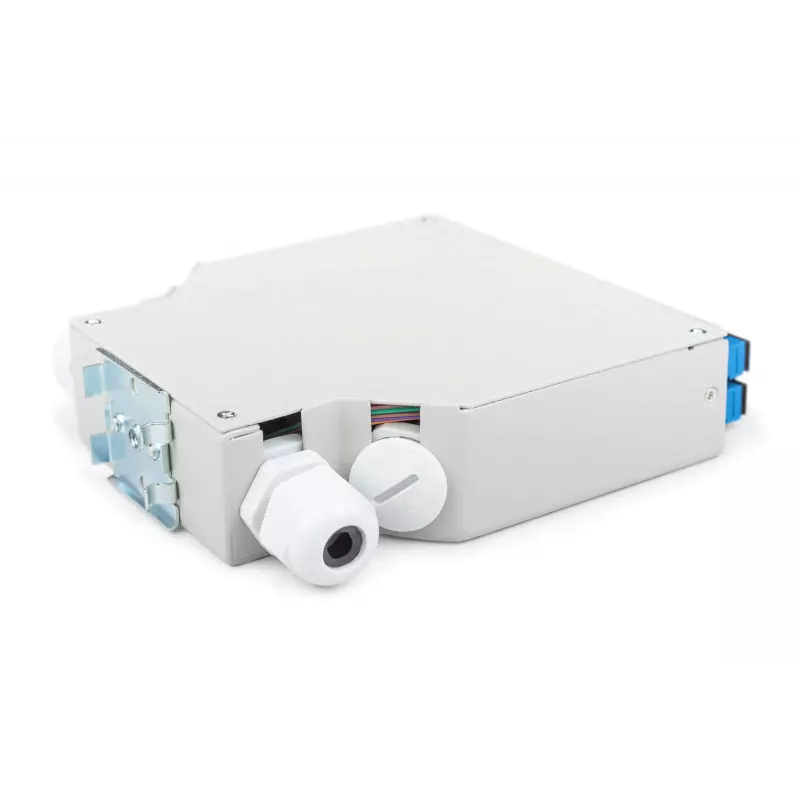 Glasfaser-Hutschienenbox DIGITUS DN-963890, OS2, SC-Adapter mit 2-m-Pigtail, Stahl, Blau/Grau
