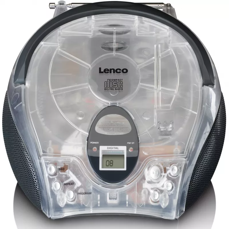 Tragbares Radio mit CD-Player Lenco SCD-24TR — FM, 4W Ausgang, LCD, Teleskopantenne, Netz-/Batteriebetrieb, 6×C-Batterien