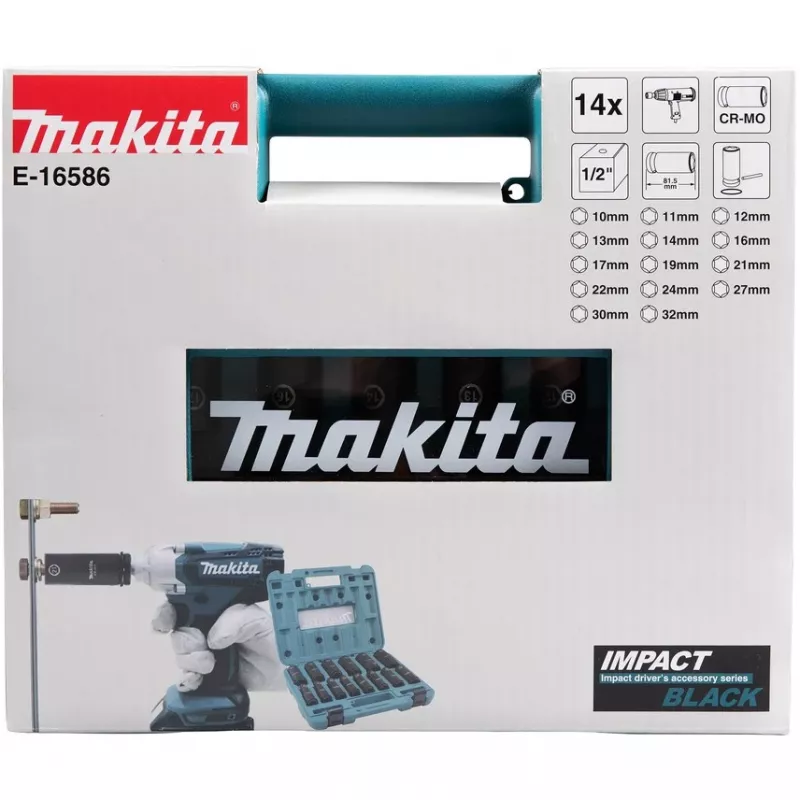 Makita E-16586 Schlagschrauber-Steckschlüssel Steckschlüsselsatz Schwarz, Grün