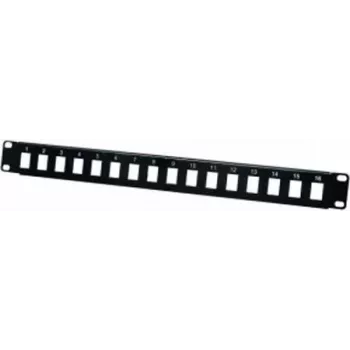 Modulträger für 16 Keystone-Buchsen, 19 Zoll, Schwarz – zum Aufbau eines Patchpanels mit bis zu 16 Ports (908050)