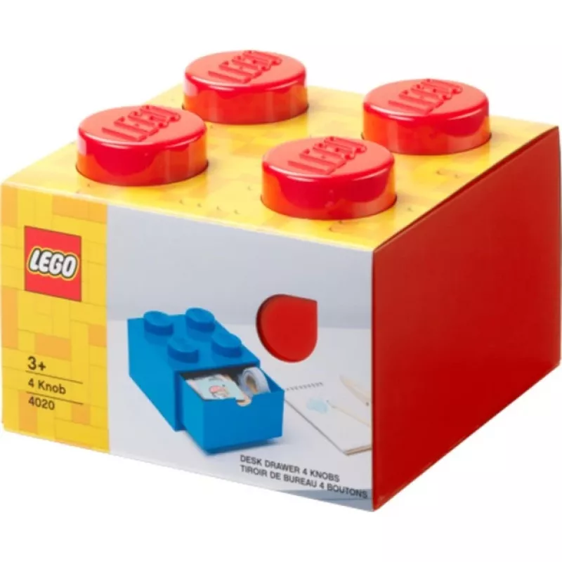 LEGO Schreibtischschublade 4, Aufbewahrungsbox Rot, Noppen