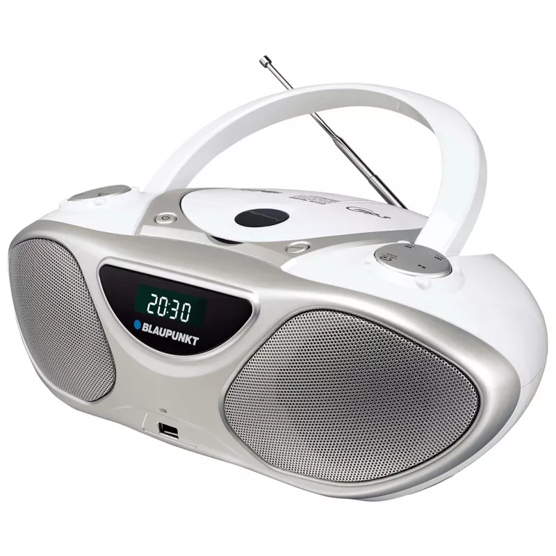 CD-Recorder BLAUPUNKT BB14WH — CD-Recorder mit MP3-Wiedergabe, USB, LCD, Uhr, 2x1 W Lautsprecher, Silber/Weiß