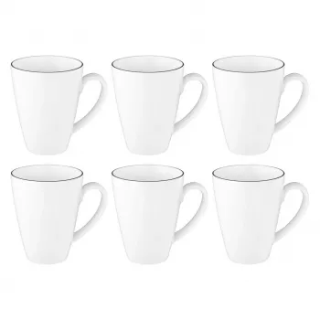 Set mit 6 Henkelbechern SELECT SELTMANN LIDO Schwarz LINE – Keramik-Trinkbecher, 6-teiliges Set