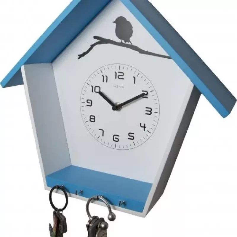 NeXtime klok 3109bl Cuckey, 30,5x33x11 cm, Wand, Blau/Weiß