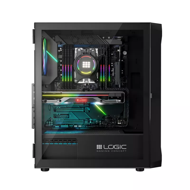 LOGIC CONCEPT Portos ARGB ATX Mid-Tower-Gehäuse, schwarz