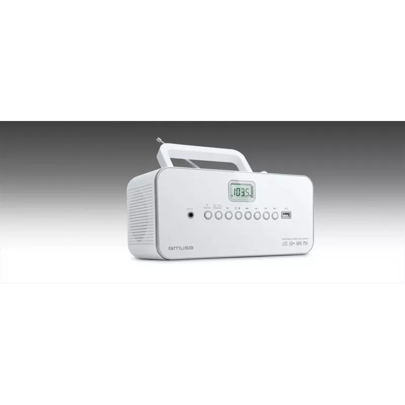 Tragbares Stereoanlage Muse M-28RDW – CD/MP3-Player, FM/MW-Tuner, 3W RMS, weiß, 1,4 kg