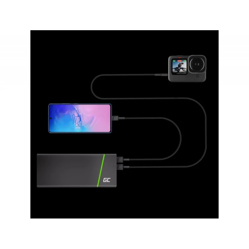 USB-Kabel Grün Cell KABGC22 USB 2.0 1,2 m USB A USB C Schwarz