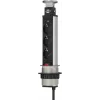 Brennenstuhl Tower Power Table Extension Socket - Verlängerungskabel - 3 Steckdosen - 2,0 m - Schwarz, Aluminium (1396200003)