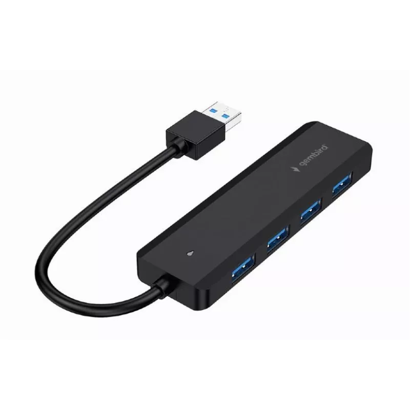 USB-Hub Gembird 4-Port USB 3.1 (Gen 1) — 4 Ports, USB 3.2 Gen 1 Type-A, 5V/2.1A, 109×30×10 mm, schwarz