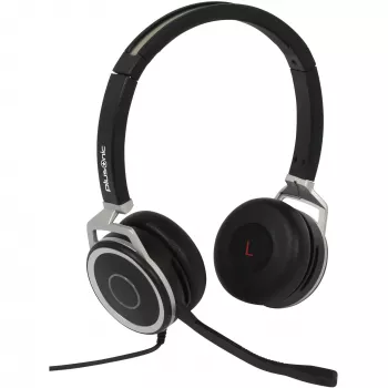 Kabelgebundenes Dual-Business-Headset Plusonic 15.2P mit USB- und 3,5-mm-Anschlüssen, Modell 6208-15.2P