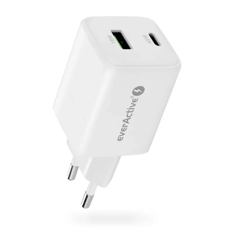 Wandladegerät everActive SC-450Q 45W 1×USB-C 1×USB-A Weiß
