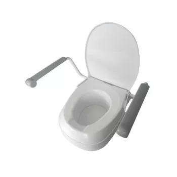 Erhöhter Toilettensitz Mobilex PLN001 mit integrierten Haltegriffen, Polypropylen, höhenverstellbar 6–15 cm, max. Belastung 120 kg