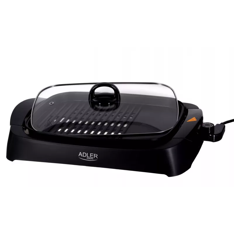Tisch-Elektrogrill Adler AD 6610, 3000 W, schwarz, rechteckige Dual-Zonen-Rost+Platte