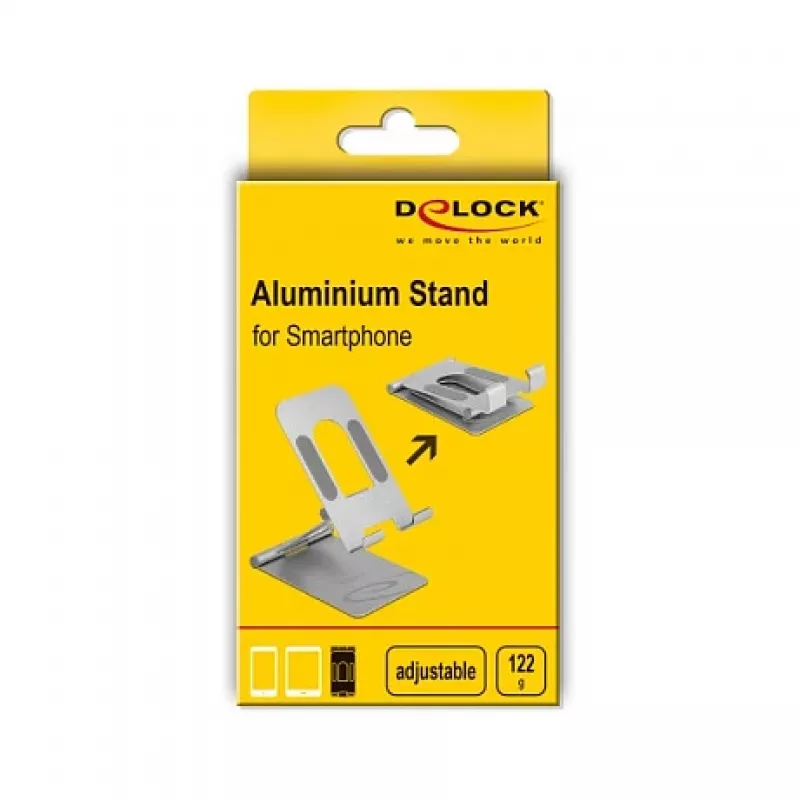 DeLOCK Smartphone-Ständer verstellbar Aluminium 122 g Mobiltelefon Passiver Halter Innenbereich