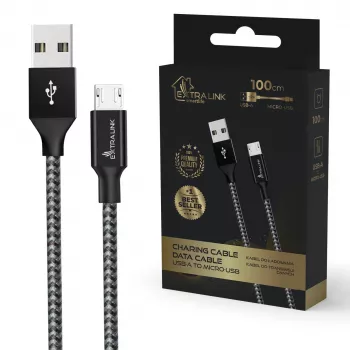 Ladekabel Extralink Smart Life 15W USB-A auf microUSB 100 cm PVC 5V 2,4A schwarz