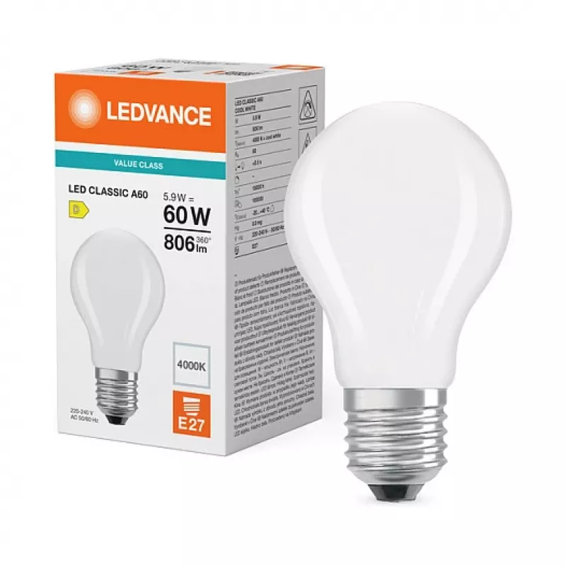Osram LED Classic A 60 Filament P 5,9 W 840 matt E27 LED-Lampen, klassische Kolbenform