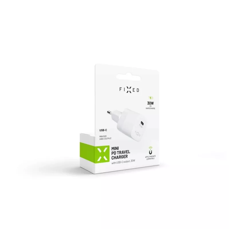 Tragbares USB-C-Reiseladegerät FIXED FIXC30M-C-WH 30W kompaktes Design