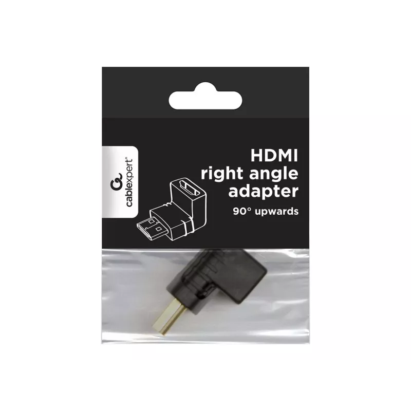 HDMI-Adapter GEMBIRD A-HDMI90-FML, HDMI auf HDMI, rechtwinkliger 90°-Adapter, schwarz