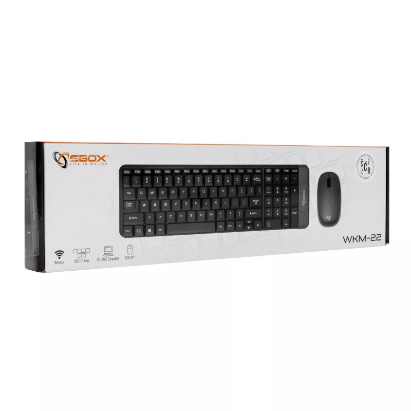 SBOX WKM-22 kabelloses Tastatur-Maus-Set, US-Layout
