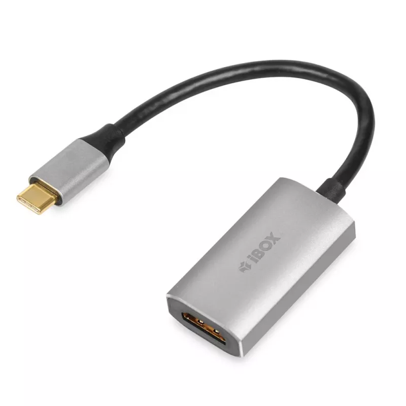 IBOX USB-C-auf-HDMI-Adapterkabel, Modell IACFAK, USB-C (Stecker) auf HDMI (Buchse), 4K 60 Hz, gerade Stecker, Silber