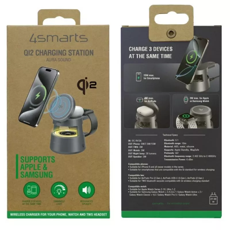 Kabelloses Ladegerät 4smarts 541327 USB Typ-C Innenbereich Grau