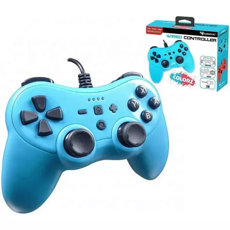 Kabelgebundener Controller SUBSONIC SA5488-1 Neon Blue — für Nintendo Switch, kabelgebundene Verbindung