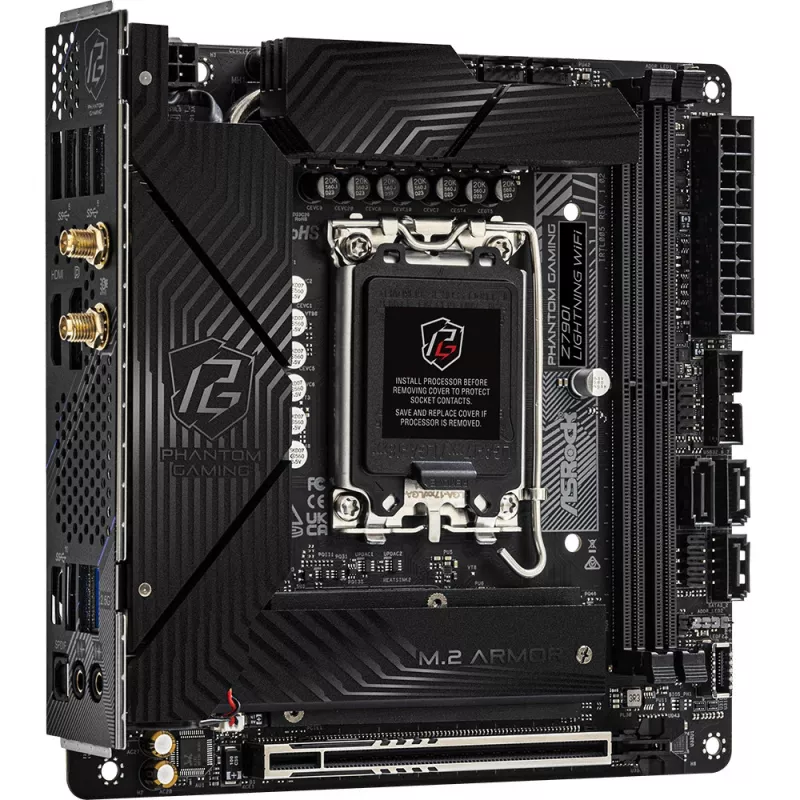 Mainboard ASRock Z790I LIGHTNING WIFI — Intel Z790, LGA 1700, Mini-ITX, DDR5 bis 8600 MHz, 2x DIMM, Wi‑Fi 6E, 2.5Gb LAN, 2x M.2