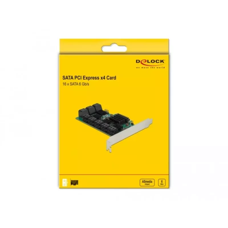 DeLOCK 16 Port SATA PCI Express x4 Karte 6 Gbit/s Grün Grau