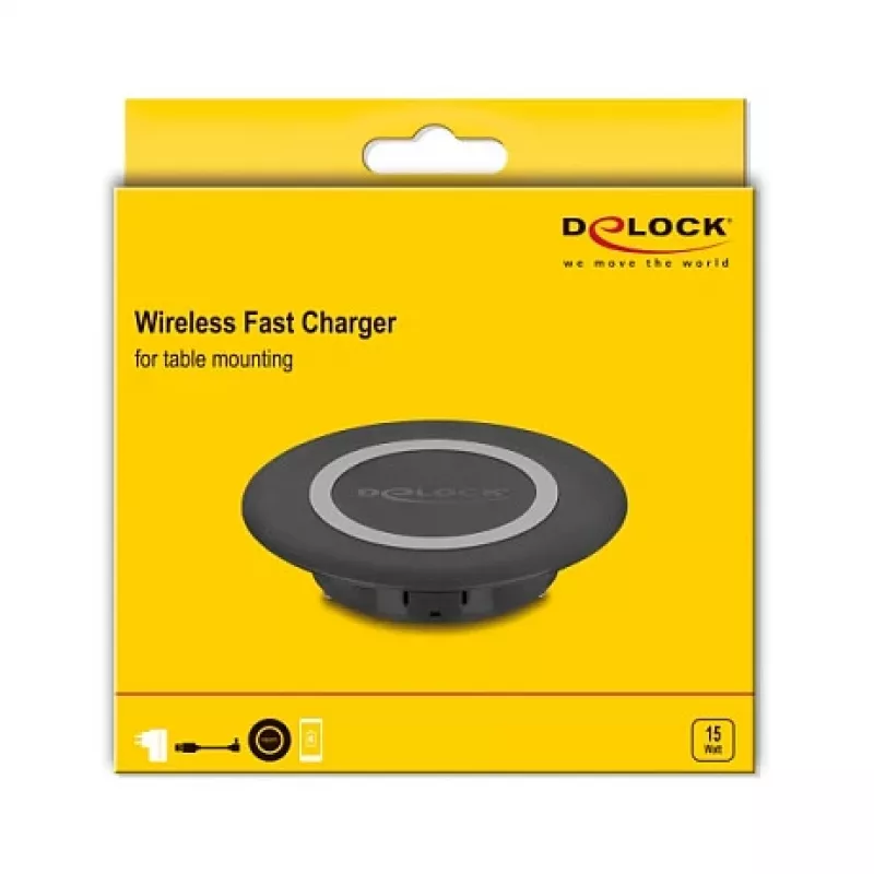 Indoor-Ladegerät DeLOCK 66284 Smartphone Schwarz USB Kabellos