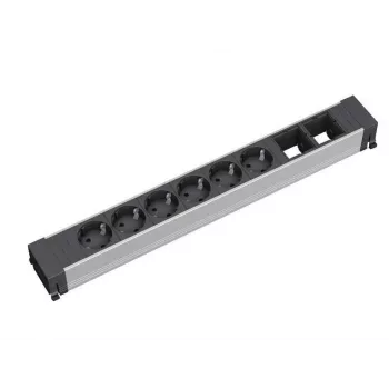 Power Extension 6 AC Outlet Bachmann 909.009 Schwarz Silver
