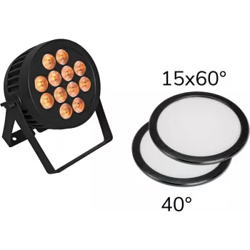 LED PAR-Scheinwerfer EUROLITE 12x8W QCL 15x60° & 40° mit 2 Diffusorscheiben