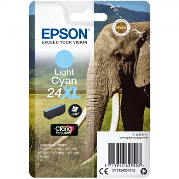 Epson Elephant Einzelpackung HellCyan 24XL Claria Photo HD Tinte