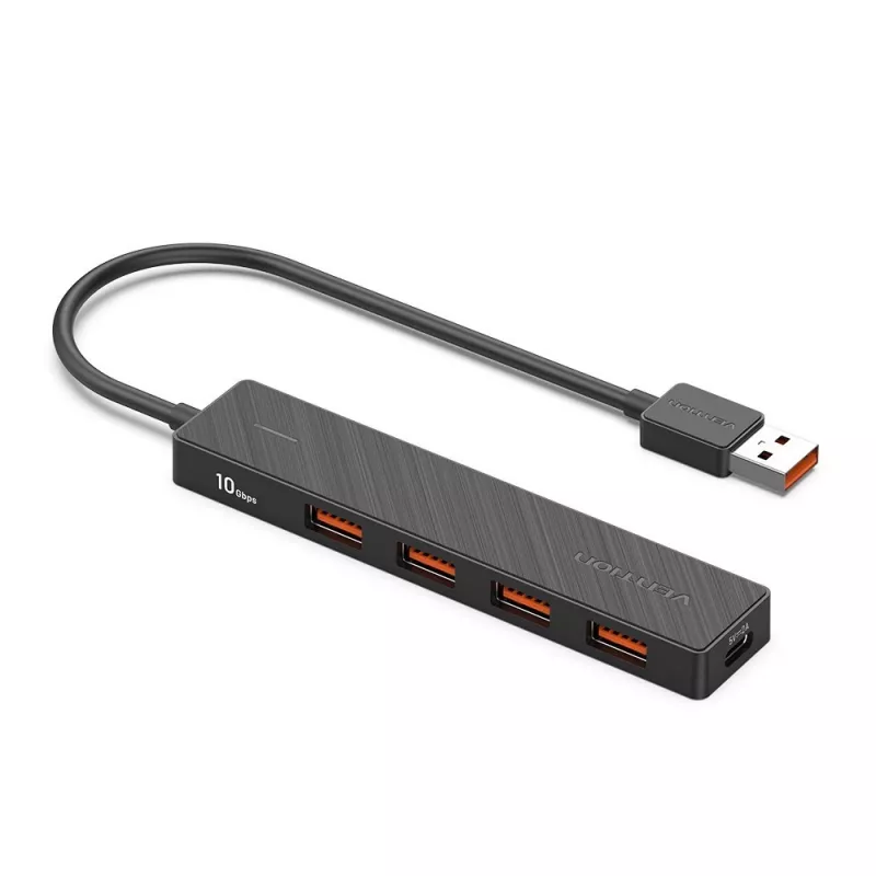 USB 3.2 Gen 2 5-in-1 Multiport-Hub Vention CHOBB — 5 Ports (4× USB 3.2 Gen 2 Typ-A, 1× USB 3.2 Gen 1 Typ-A), 0,15 m, ABS, schwarz