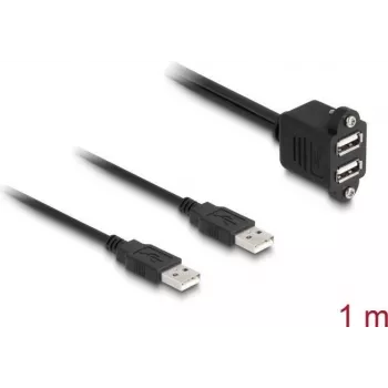 DeLOCK USB 2.0 Kabel 2 x USB Typ-A Stecker auf 2 x USB Typ-A Buchse 1 m schwarz