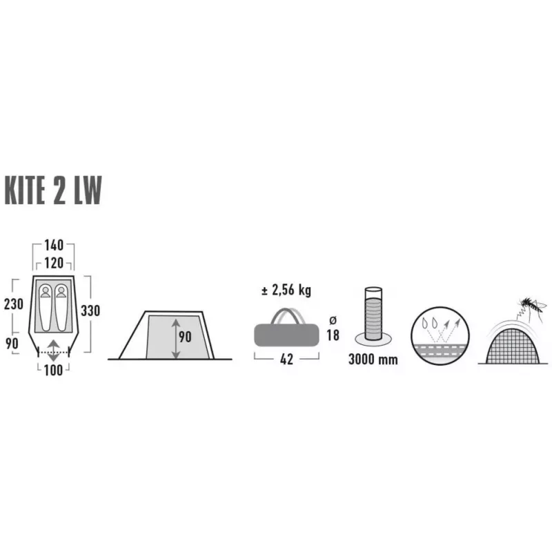 High Peak Kite 2 Extra leichtes Kuppelzelt 2 Personen Grün, Rot