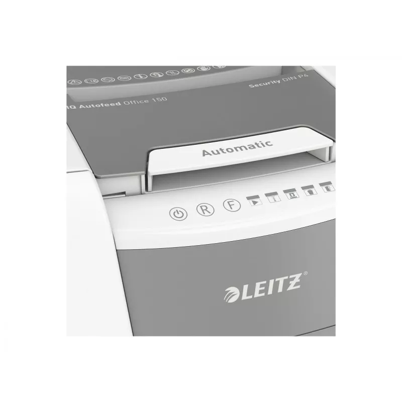 Leitz IQ Autofeed Office 150 Automatischer Aktenvernichter P4, Partikelschnitt, 22 cm, 4 x 30 mm, 44 L, 350 Blatt, 55 dB