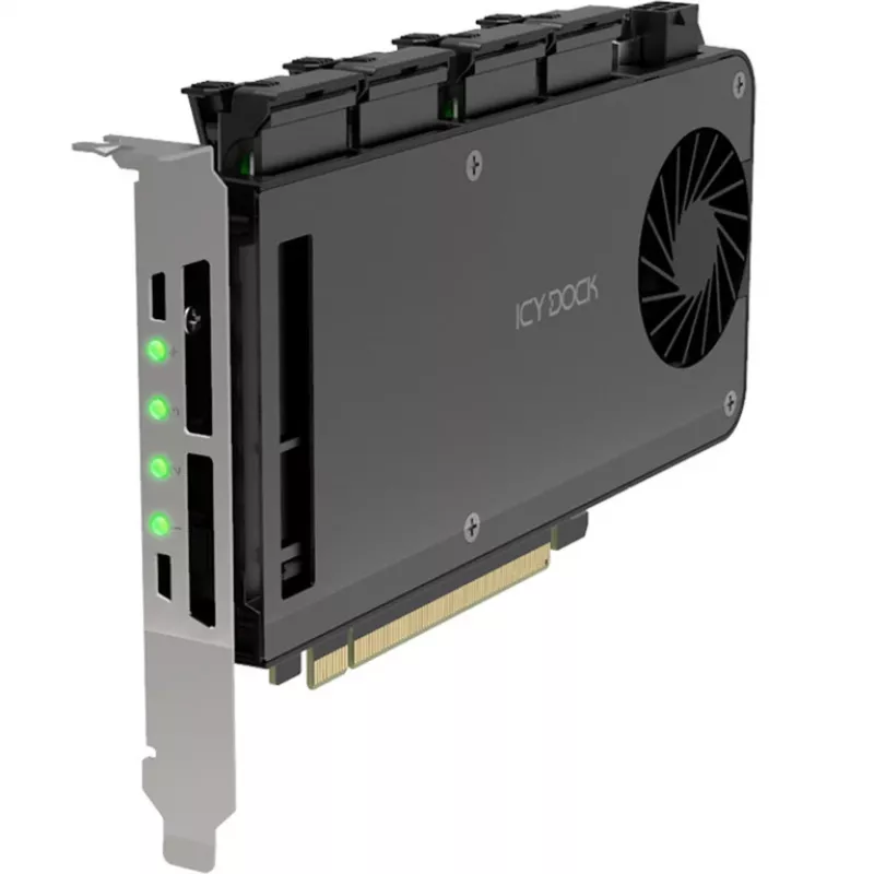 Adapterkarte 4 x M.2 NVMe SSD Mobile Rack, Icy Dock MB204MP-B
